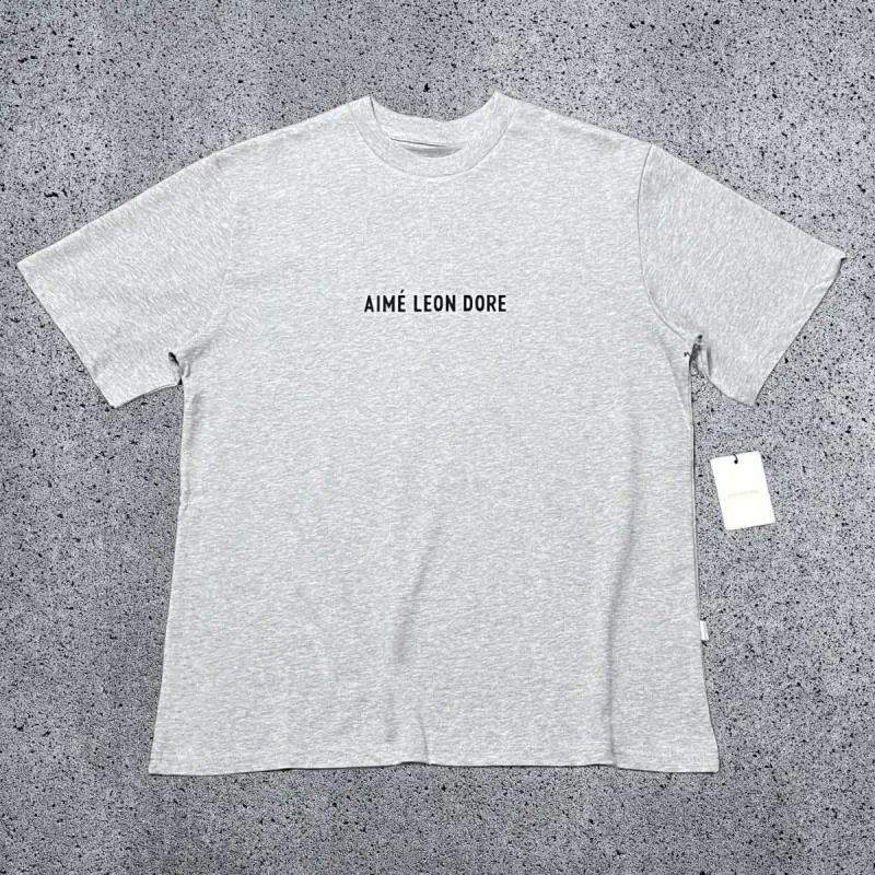 Aimé Leon Dore T-Shirts Short-sleeve logo graphic T-shirt — Gray small letter A31