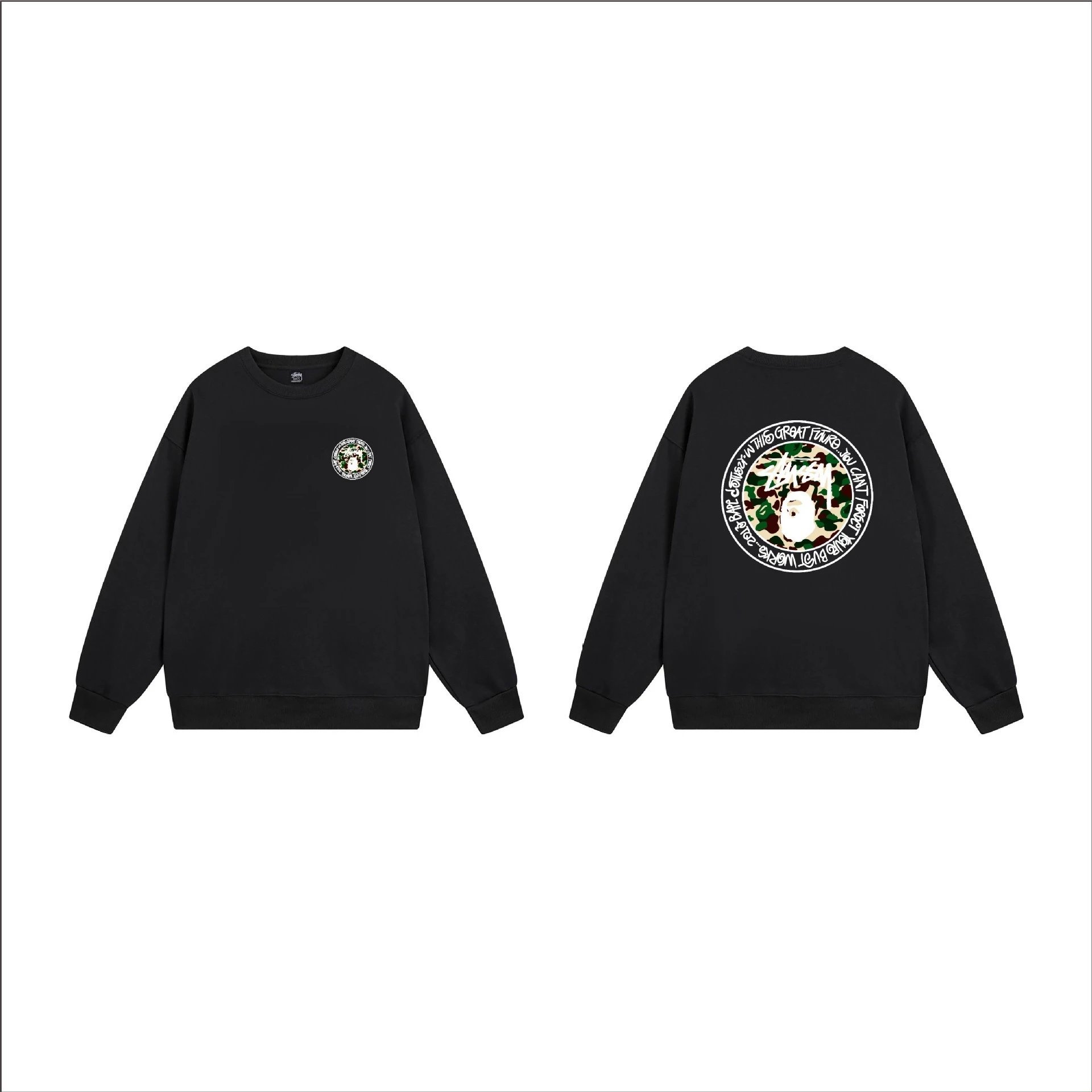 Stüssy Hoodies & Sweatshirts Crewneck graphic-print sweatshirt — 104 black