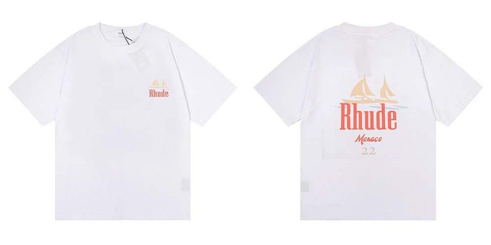 Rhude T-Shirts Graphic Print — 5022 white