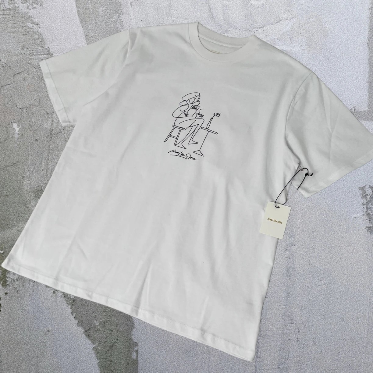 Aimé Leon Dore T-Shirts Short-sleeve logo graphic T-shirt — White Girl Hand-Painted A06