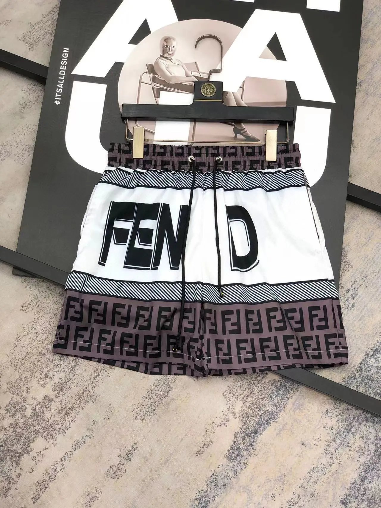 Fendi Swimwear FF monogram drawstring swim shorts — F 5 Uppercase letters