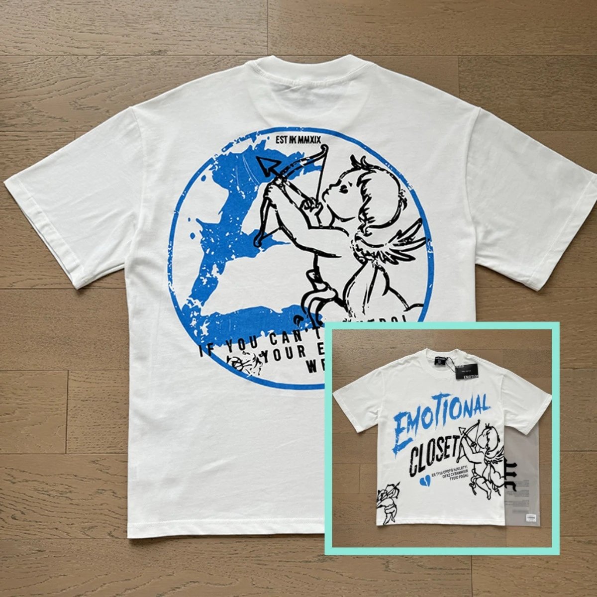 Emotion T-Shirts Graphic Print — 0001 white and blue