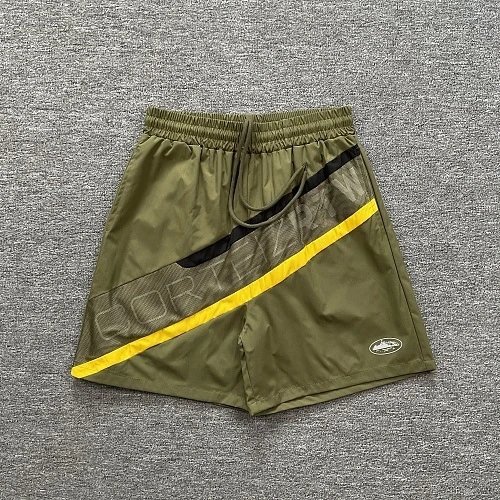Corteiz Shorts Drawstring fleece with kangaroo pockets — army green 8420#