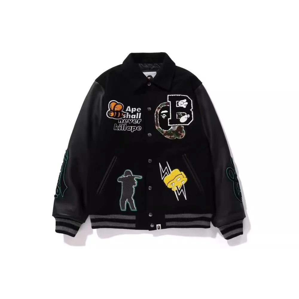 A Bathing Ape Bape Sta Varsity Jacket Black Outerwear