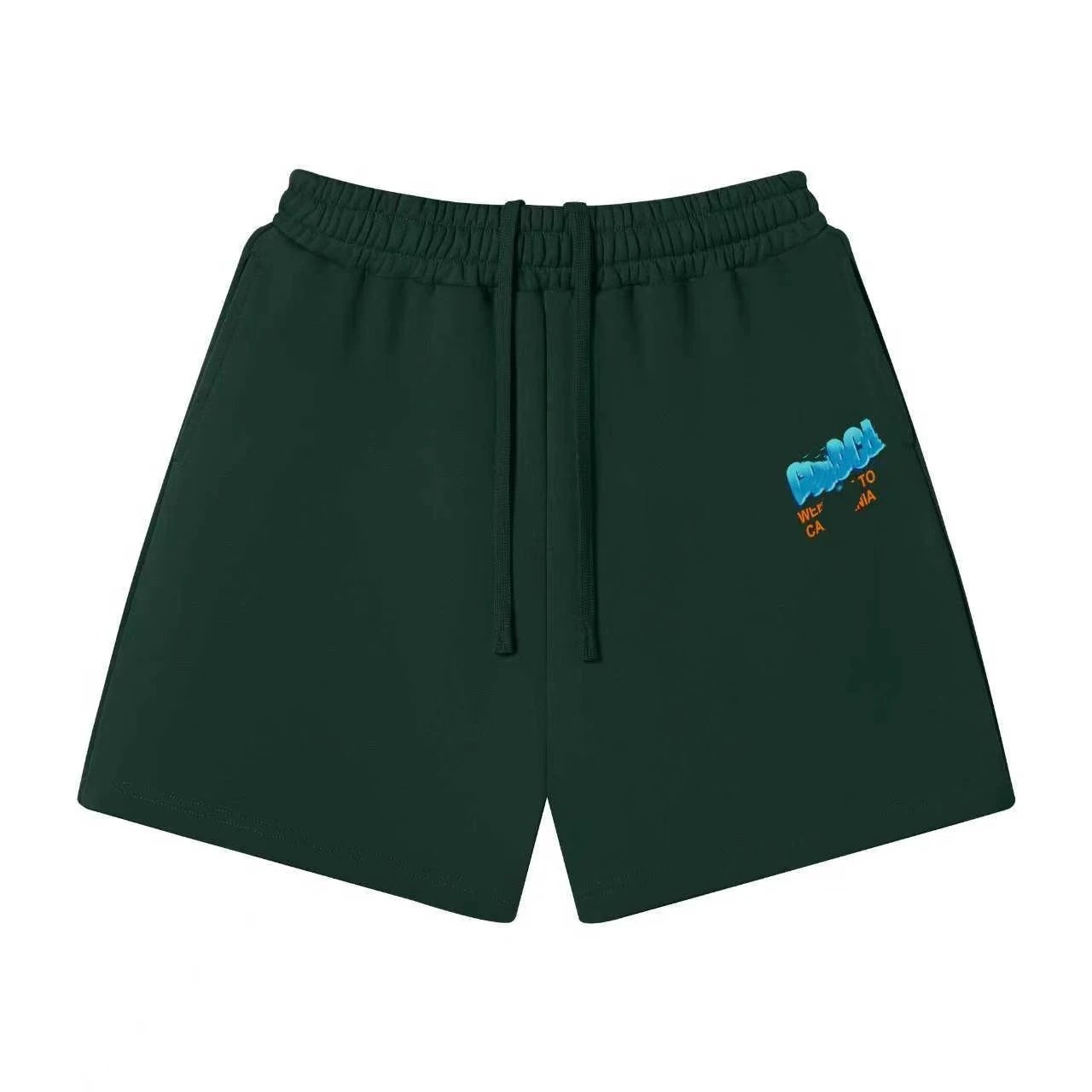 Unbranded Shorts Elastic-waist drawstring with graphic logo print — 31 Dark green