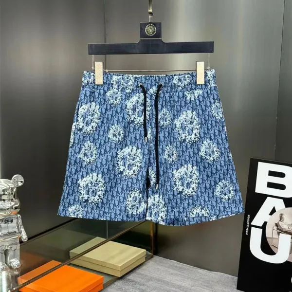 Dior Oblique Floral Print Swim Shorts Blue - 1