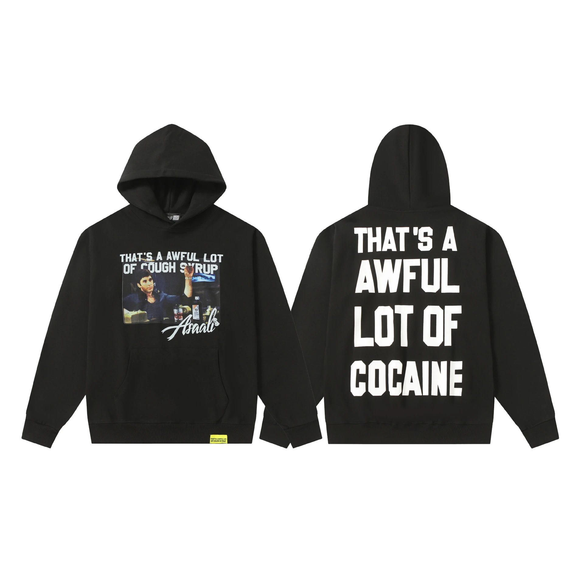Deno Studio Hoodies & Sweatshirts That's a Awful Lot of Cough Syrup Graphic Pullover Hoodie — 0309 Black