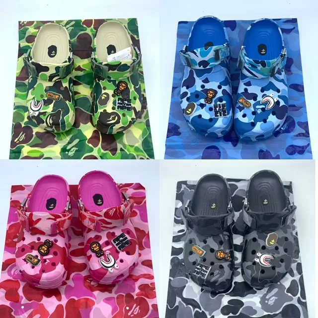BAPE Slippers Camouflage Slide Sandals with Graphic Charms product detail image 4