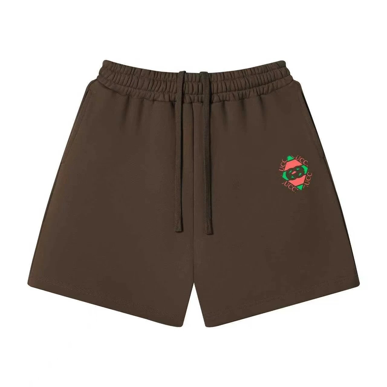 Unbranded Shorts Elastic-waist drawstring with graphic logo print — 33 Mocha color