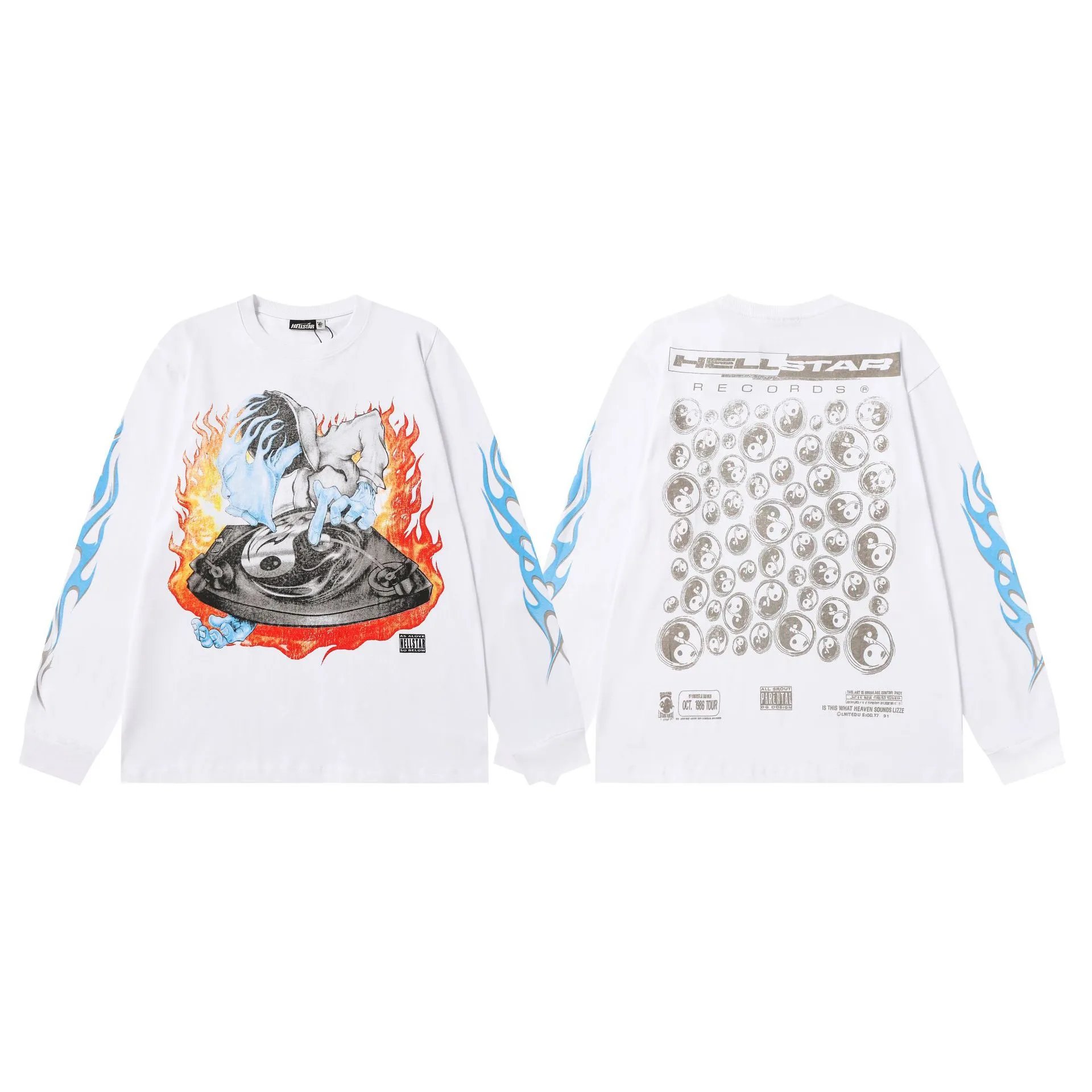 Hellstar T-Shirts Graphic Print Long-Sleeve T-Shirt — 7016 white
