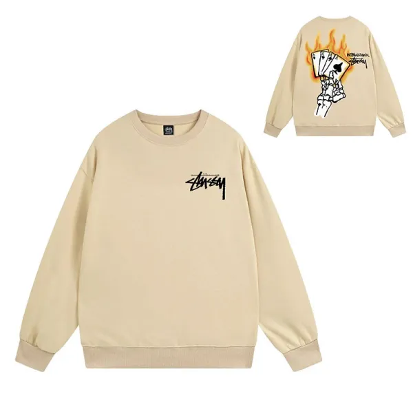Stüssy Poker Flames Beige Hoodie - 1