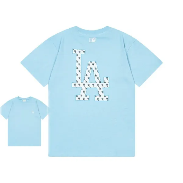 MLB Los Angeles Dodgers Pattern Logo T-Shirt Light Blue - 1