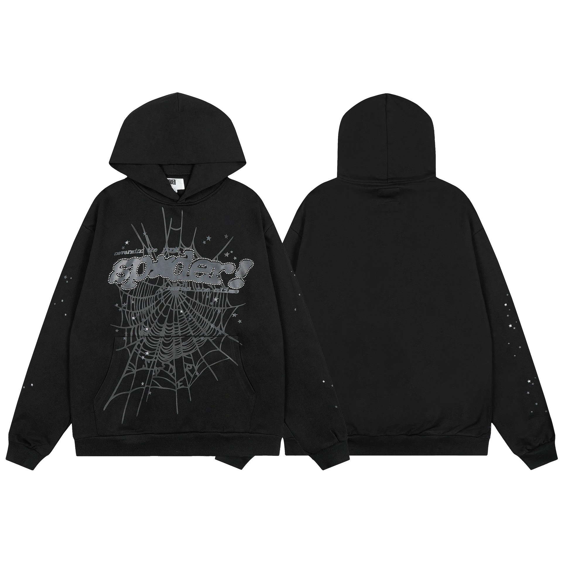 Sp5der Graphic Print Hoodie — 7786 Black hoodie