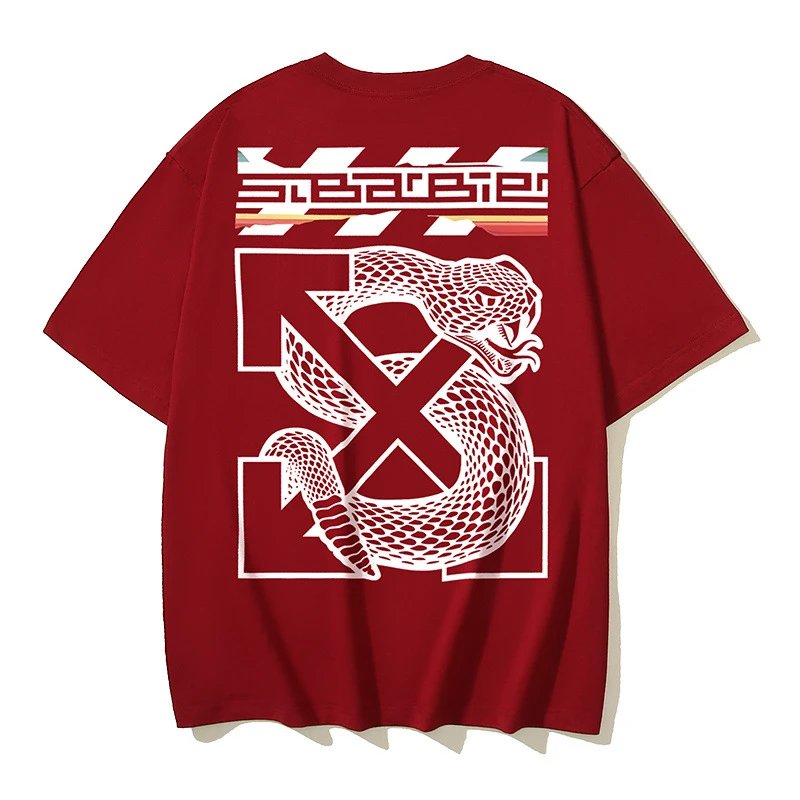 Off-White T-Shirts Short-Sleeve Logo Graphic T-Shirt — 168 Wine red