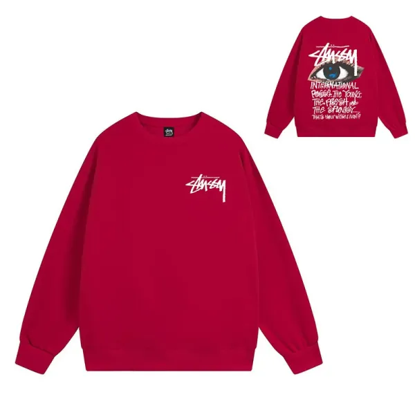 Stüssy International Eye Graphic Crewneck Sweatshirt Red - 1
