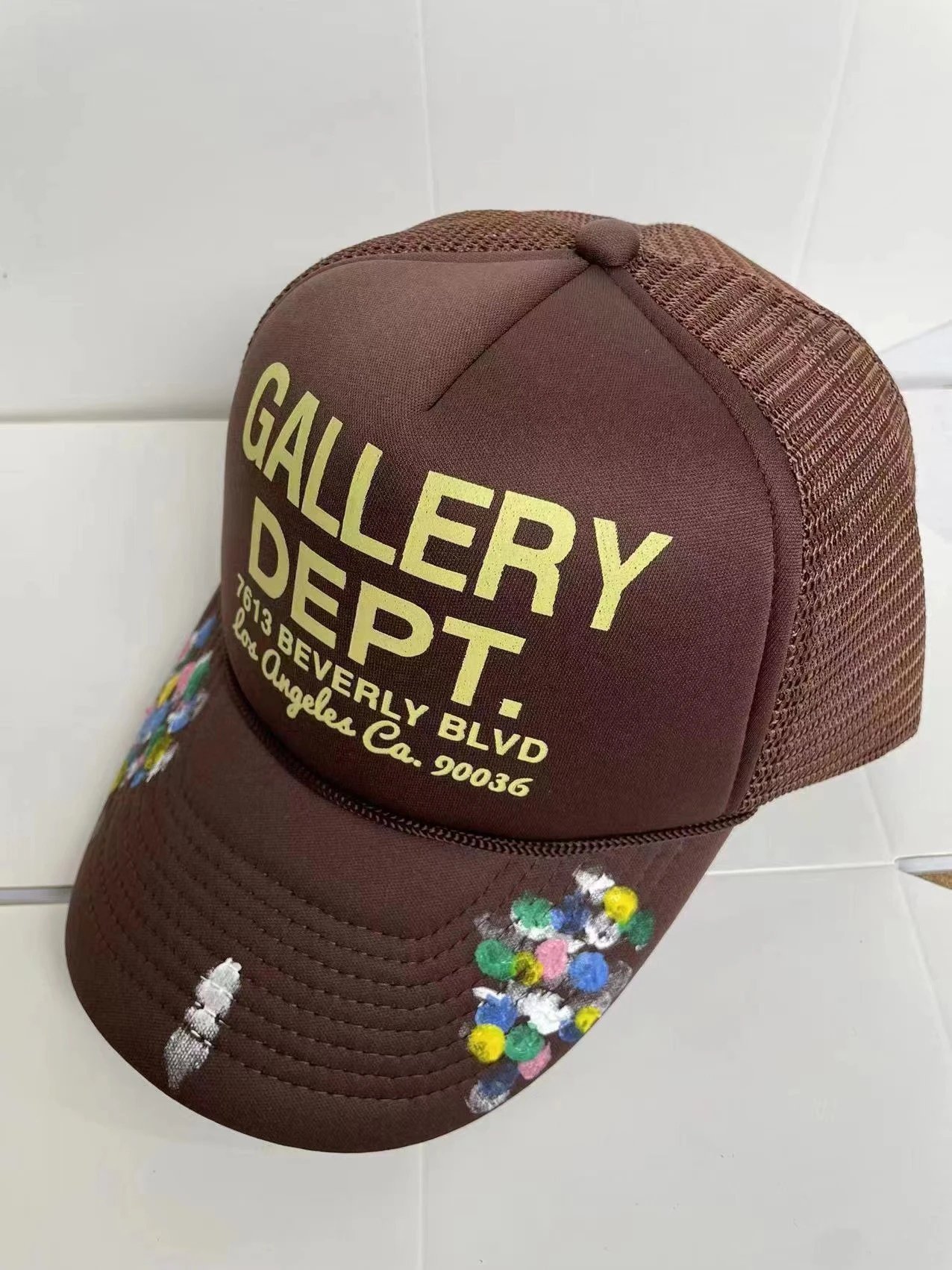 Essentials Hats Distressed Logo Baseball Cap — G Coffee 1