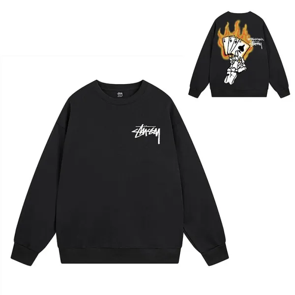Stüssy International Flame Skull Sweatshirt Black - 1