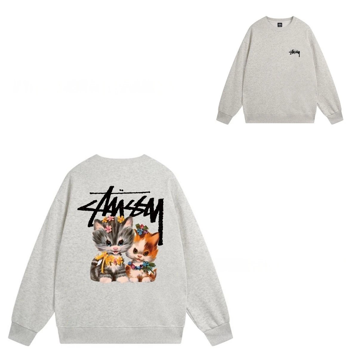 Stüssy Hoodies & Sweatshirts Crewneck Graphic Sweatshirt — 103 Heather Gray