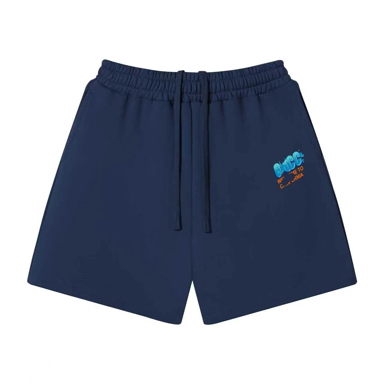 Unbranded Shorts Elastic-waist drawstring with graphic logo print — 31 Navy Blue