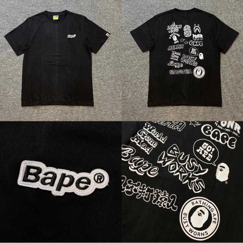 A Bathing Ape T-Shirts Short-Sleeve Head Graphic T-Shirt — 365 black