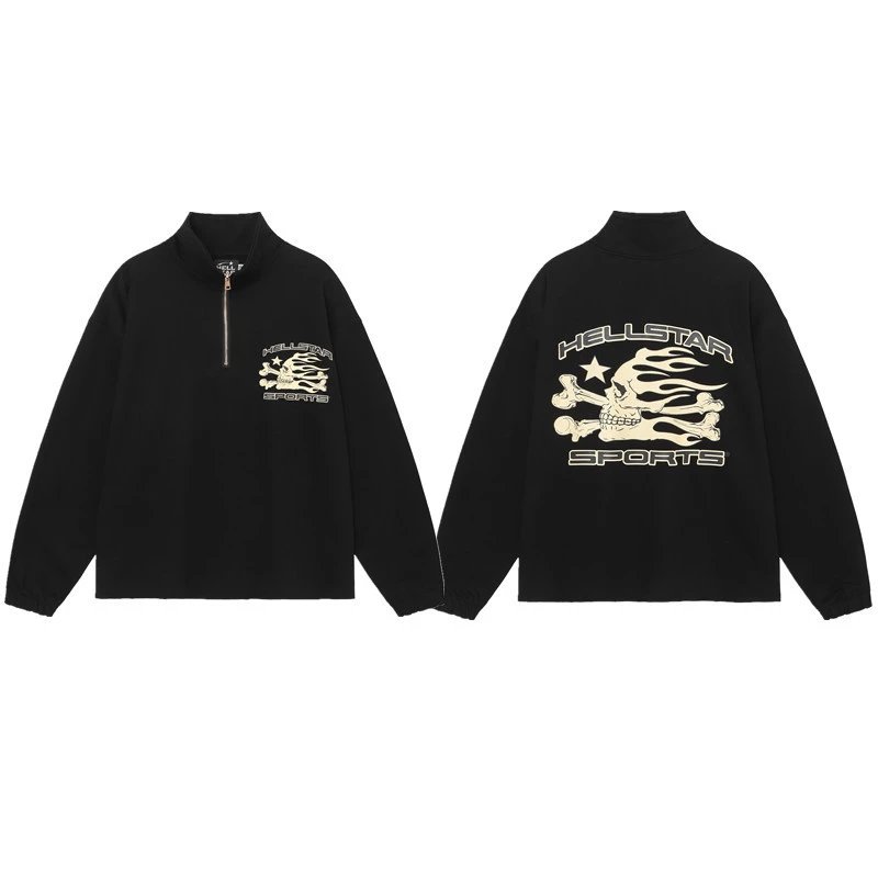 Hellstar Hoodies & Sweatshirts Graphic quarter-zip sweatshirt — D 3265 Black