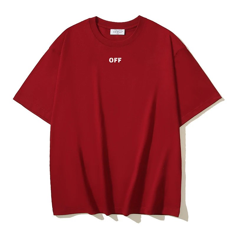 Off-White T-Shirts Short-Sleeve Logo Graphic T-Shirt — 158 Wine red