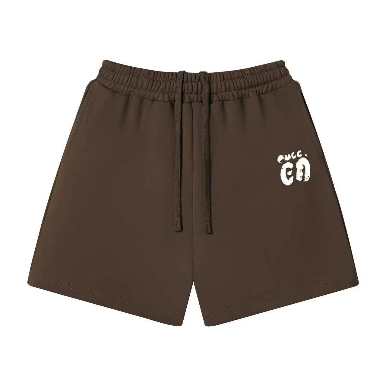 Unbranded Shorts Elastic-waist drawstring with graphic logo print — 34 Mocha color