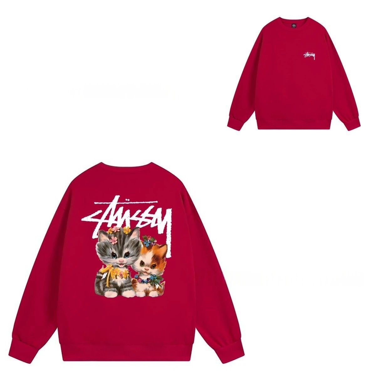 Stüssy Hoodies & Sweatshirts Crewneck Graphic Sweatshirt — 103 red