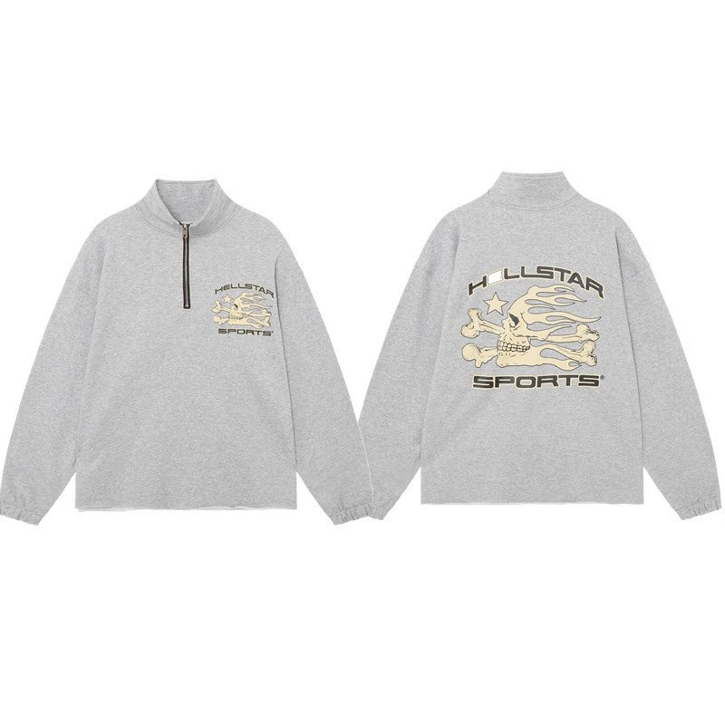 Hellstar Hoodies & Sweatshirts Graphic quarter-zip sweatshirt — D 3265 gray