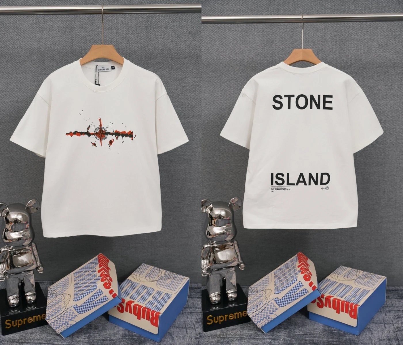 Stone Island T-Shirts Compass Graphic Short-Sleeve T-Shirt — SD 11 white