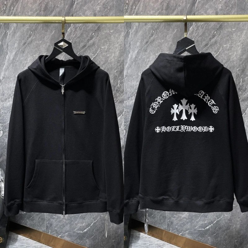 Chrome Hearts Hoodies & Sweatshirts Zip-Up with Cross Graphics — 8622 black