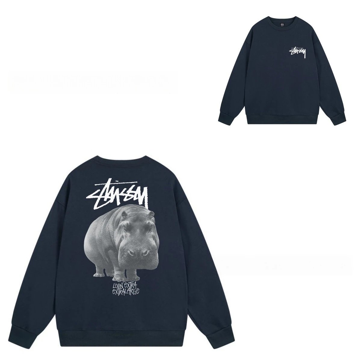 Stüssy Hoodies & Sweatshirts Crewneck Graphic Sweatshirt — 104 Navy Blue