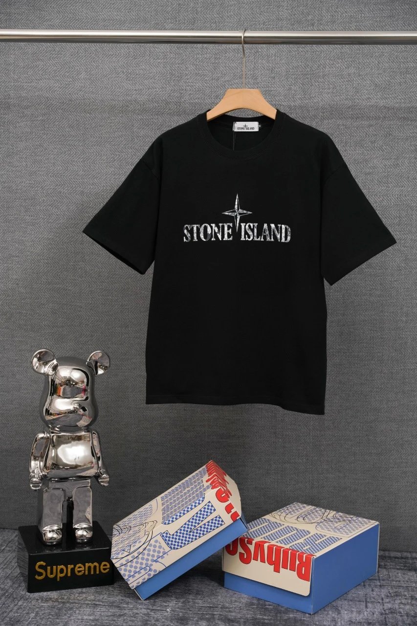 Stone Island T-Shirts Compass Graphic Short-Sleeve T-Shirt — SD 17 Black