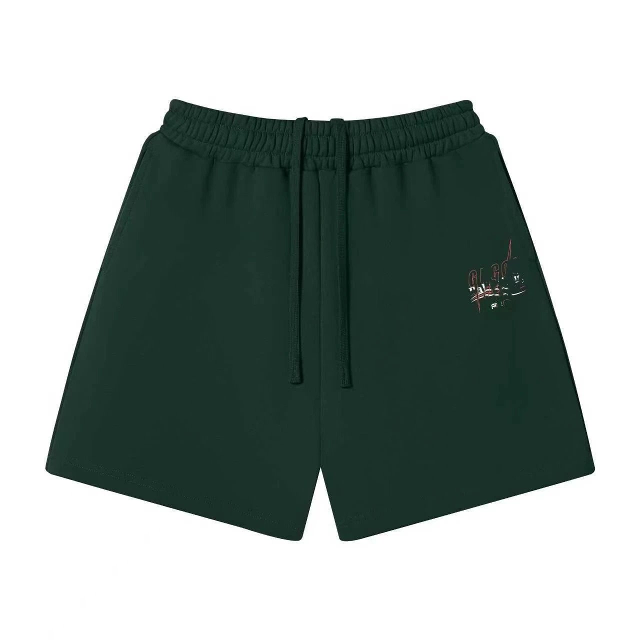 Unbranded Shorts Elastic-Waist Drawstring Graphic — 53 Dark green