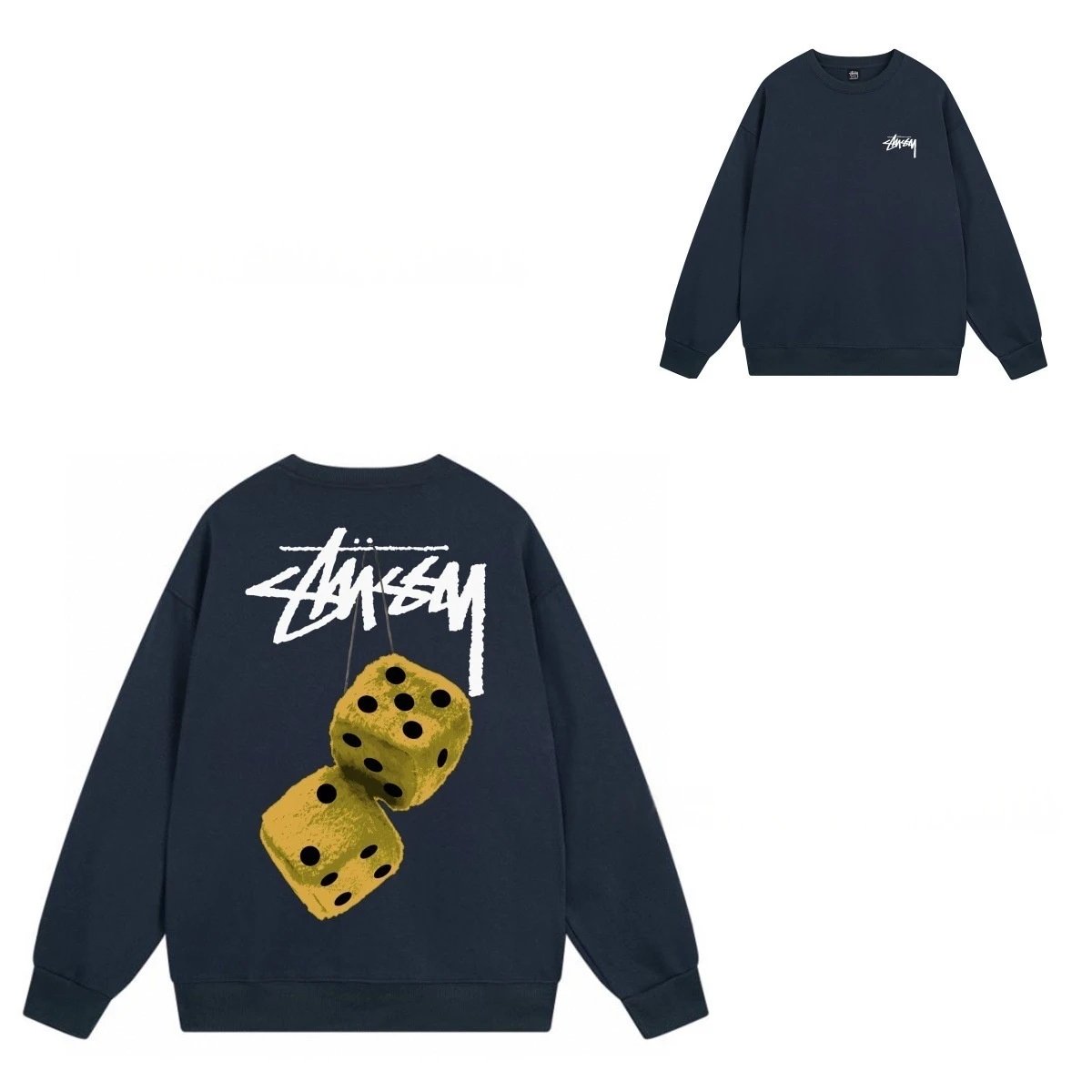 Stüssy Hoodies & Sweatshirts Crewneck Graphic Sweatshirt — 101 Navy Blue