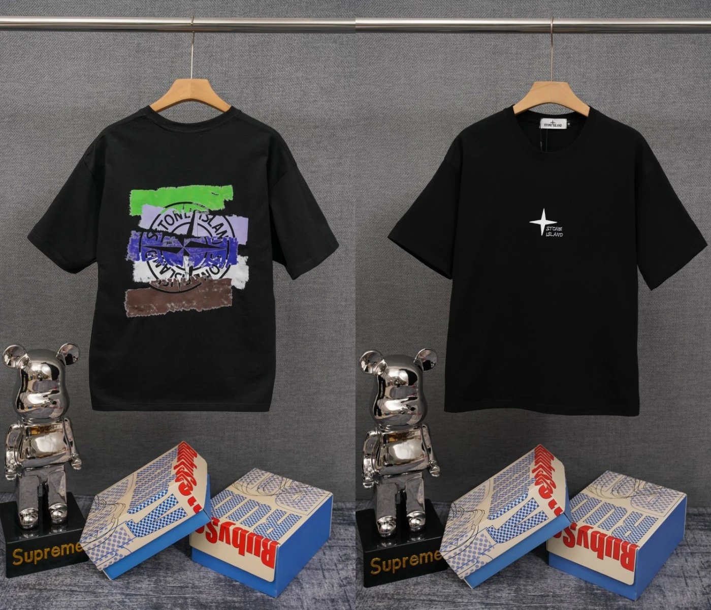 Stone Island T-Shirts Compass Graphic Short-Sleeve T-Shirt — SD 01 Black