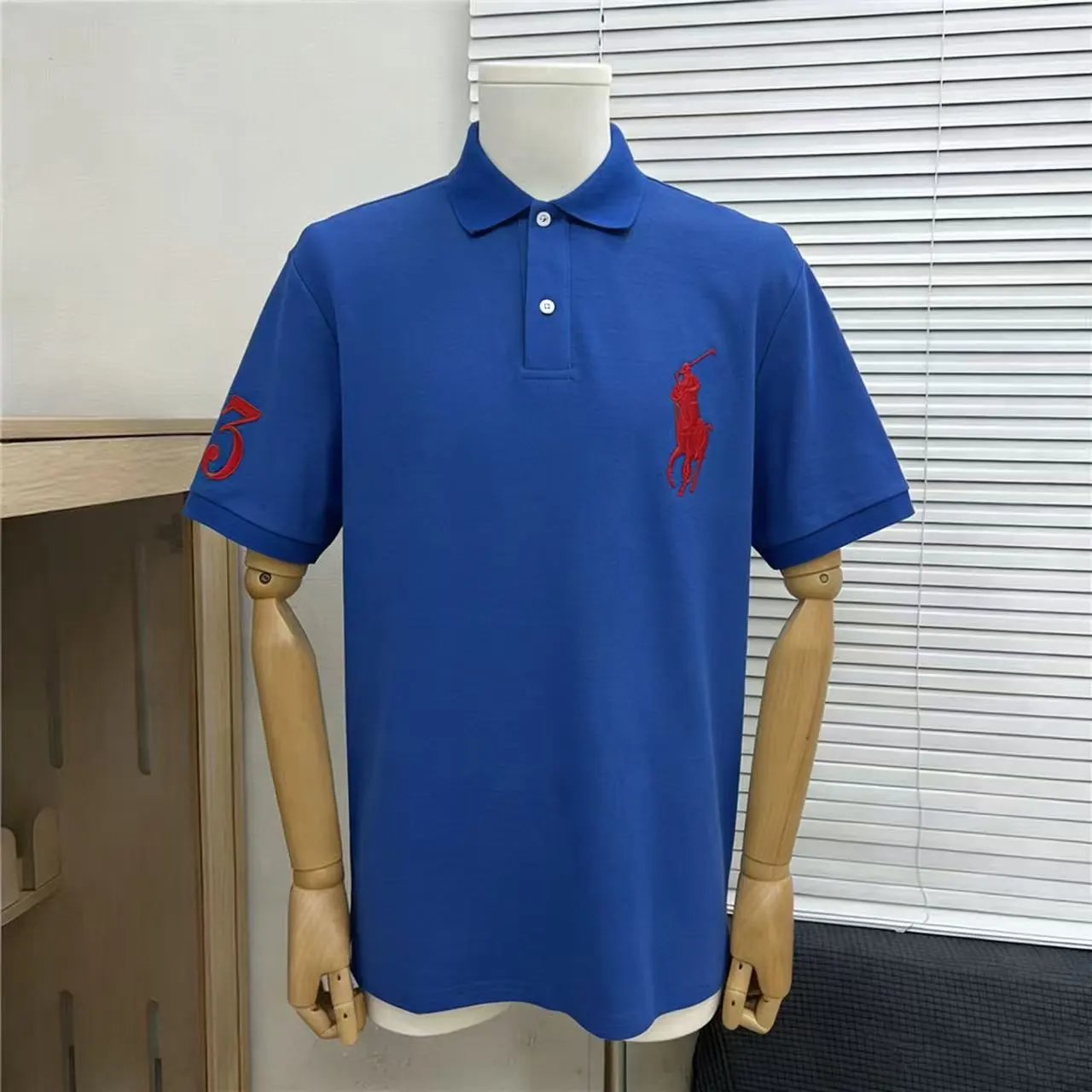Polo Ralph Lauren Shirts Short-Sleeve Embroidered Pony Shirt — Big Horse Blue 003