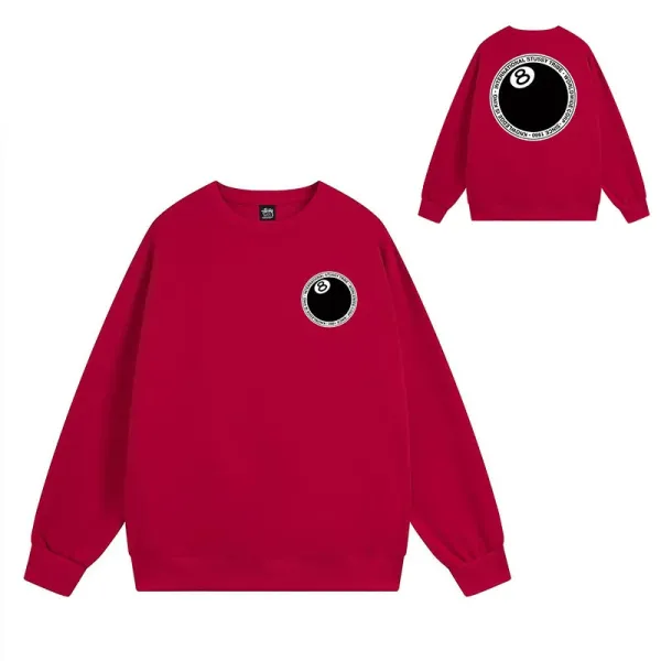 Stüssy 8-Ball Logo Crewneck Sweatshirt Red - 1