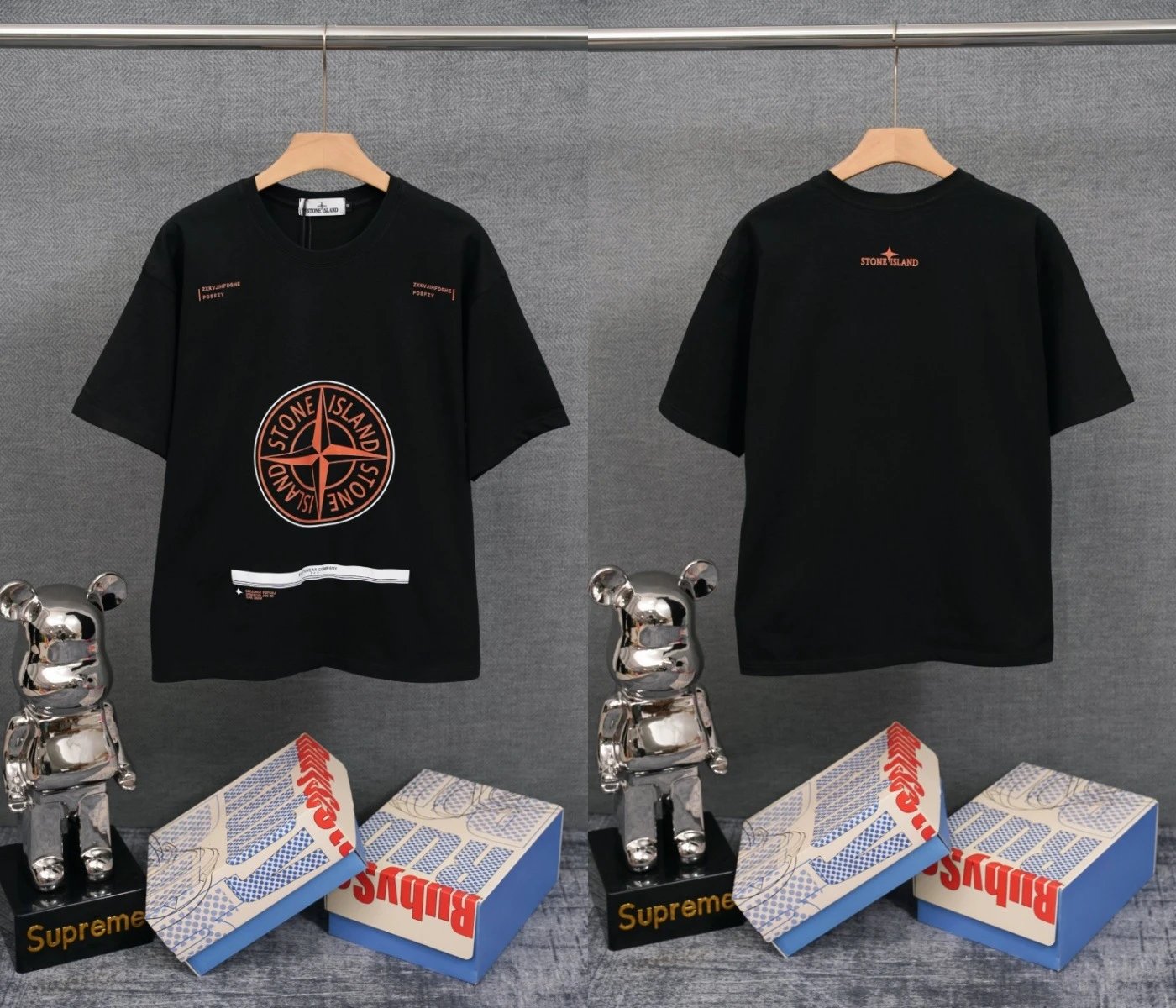 Stone Island T-Shirts Compass Graphic Short-Sleeve T-Shirt — SD 05 Black