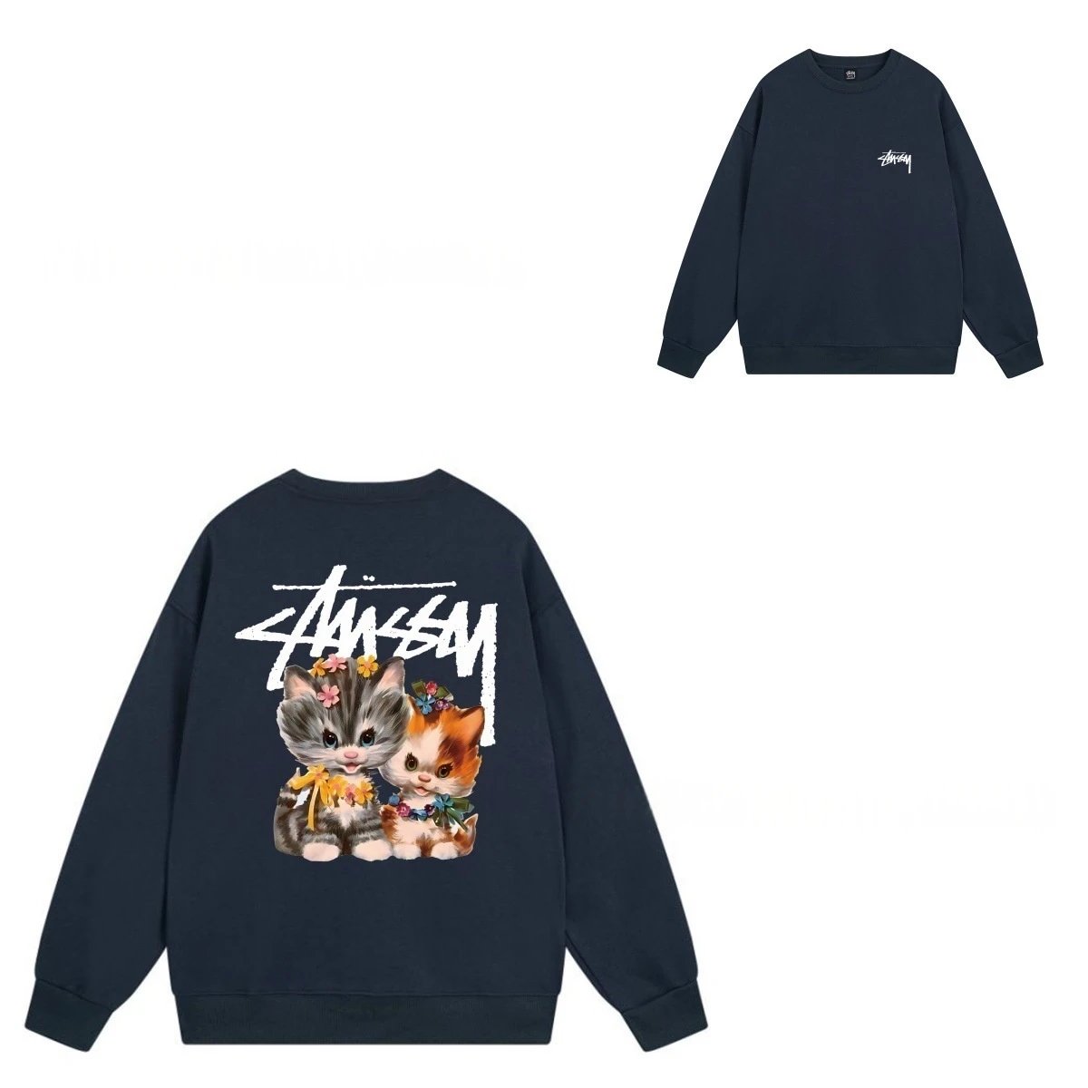 Stüssy Hoodies & Sweatshirts Crewneck Graphic Sweatshirt — 103 Navy Blue