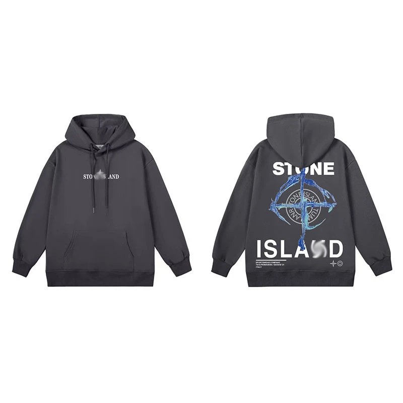 Stone Island Hoodies & Sweatshirts Compass Logo Pullover Hoodie — 672 Dark gray