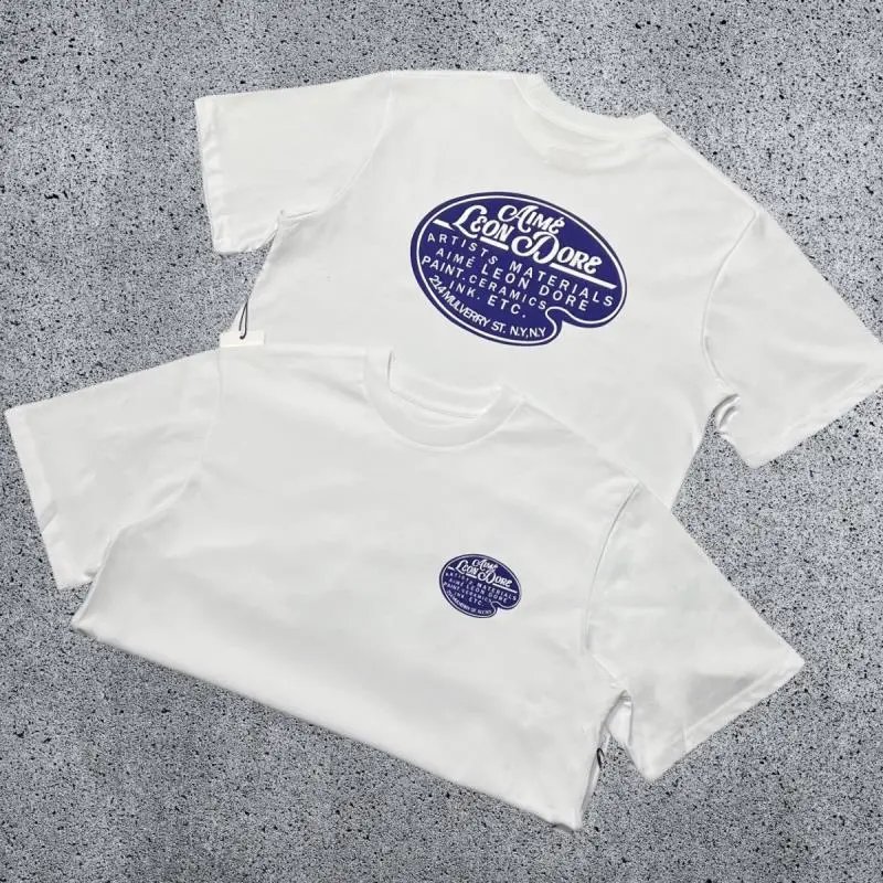 Aimé Leon Dore T-Shirts Short-sleeve logo graphic T-shirt — White banner A32