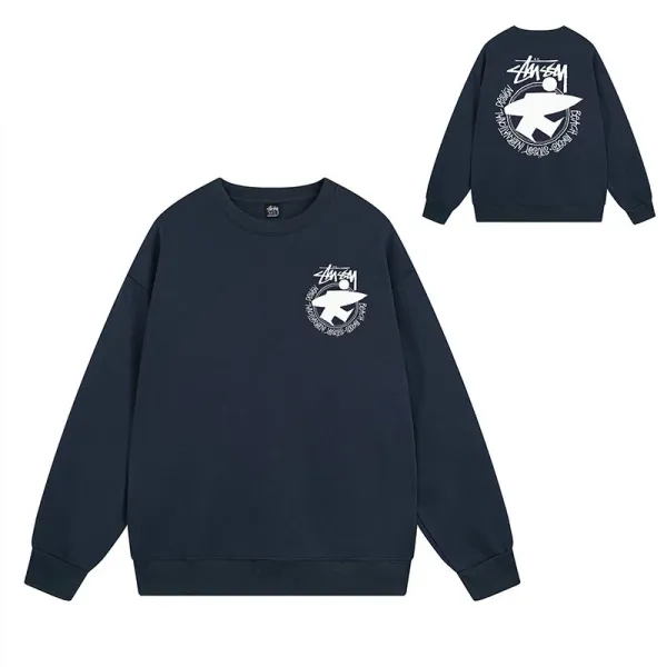 Stussy Shark Circle Logo Navy Hoodie - 1