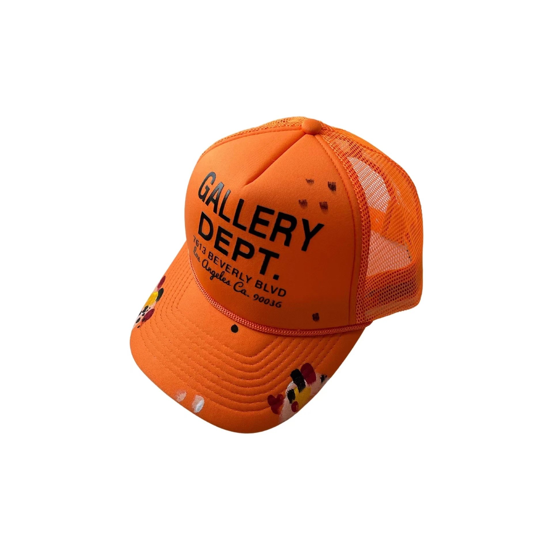 Essentials Hats Distressed Logo Baseball Cap — G Orange 1