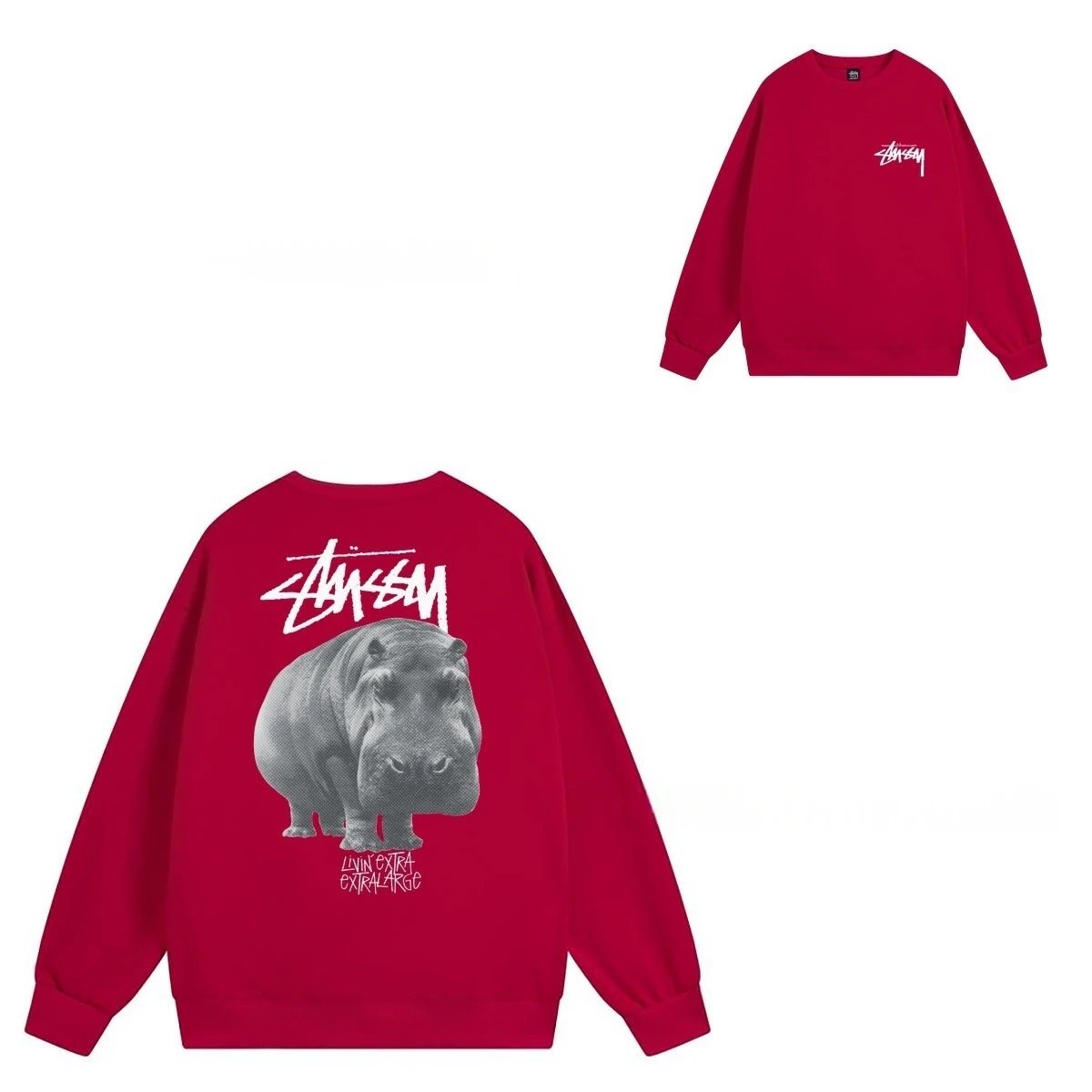 Stüssy Hoodies & Sweatshirts Crewneck Graphic Sweatshirt — 104 red
