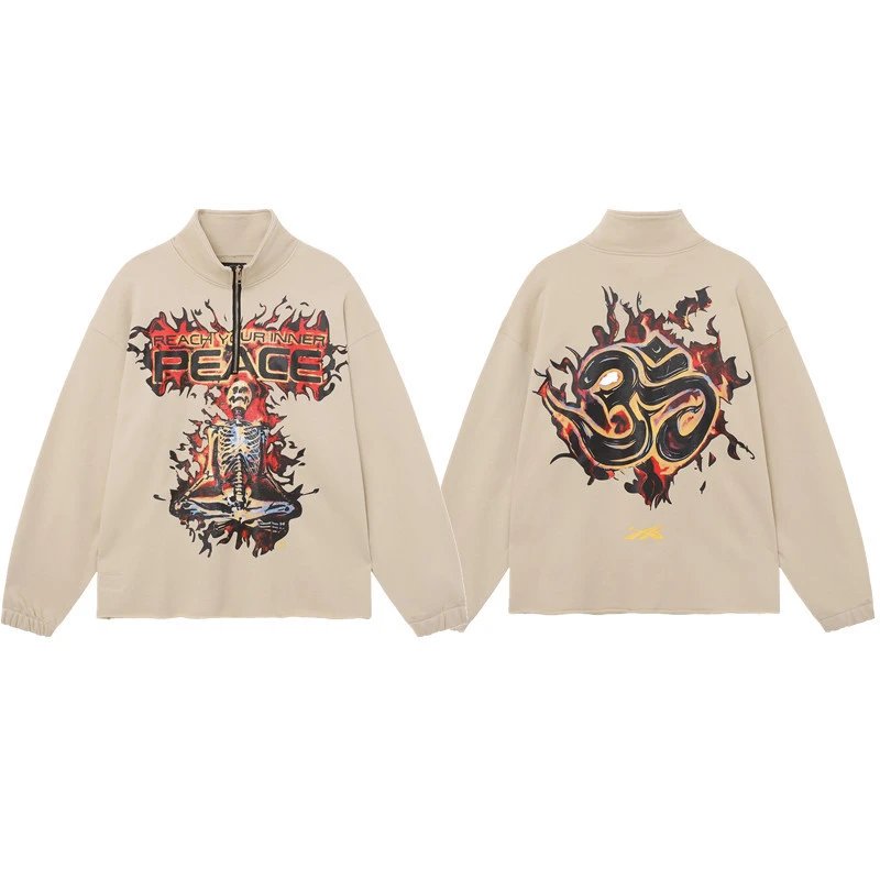 Hellstar Hoodies & Sweatshirts Graphic quarter-zip sweatshirt — D 3267 Apricot color