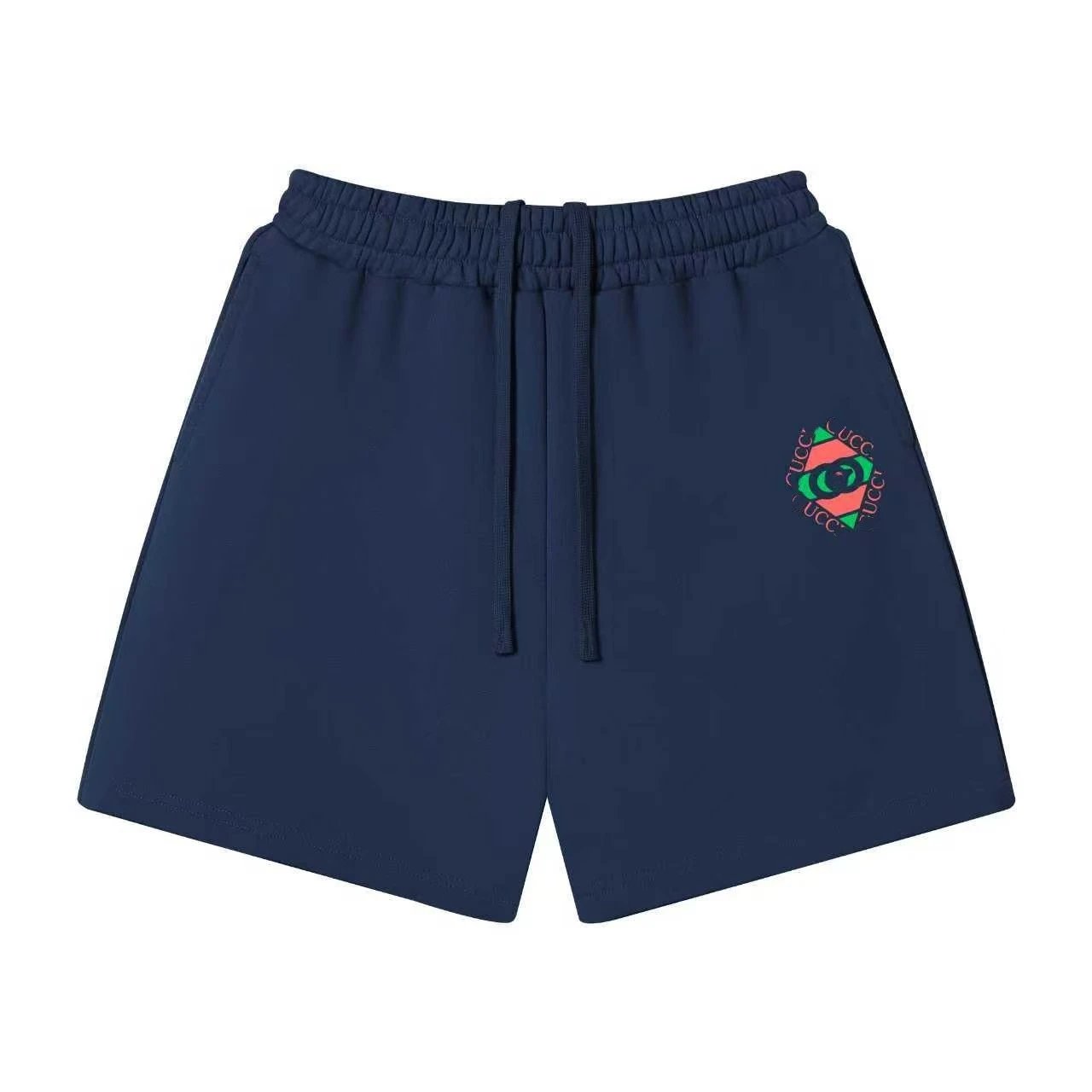 Unbranded Shorts Elastic-waist drawstring with graphic logo print — 33 Navy Blue