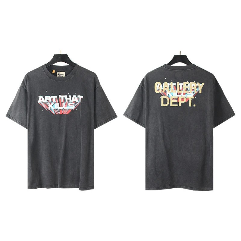 Gallery Dept. T-Shirts Loose Graphic Print — 8012 Washing water black (digital direct injection)