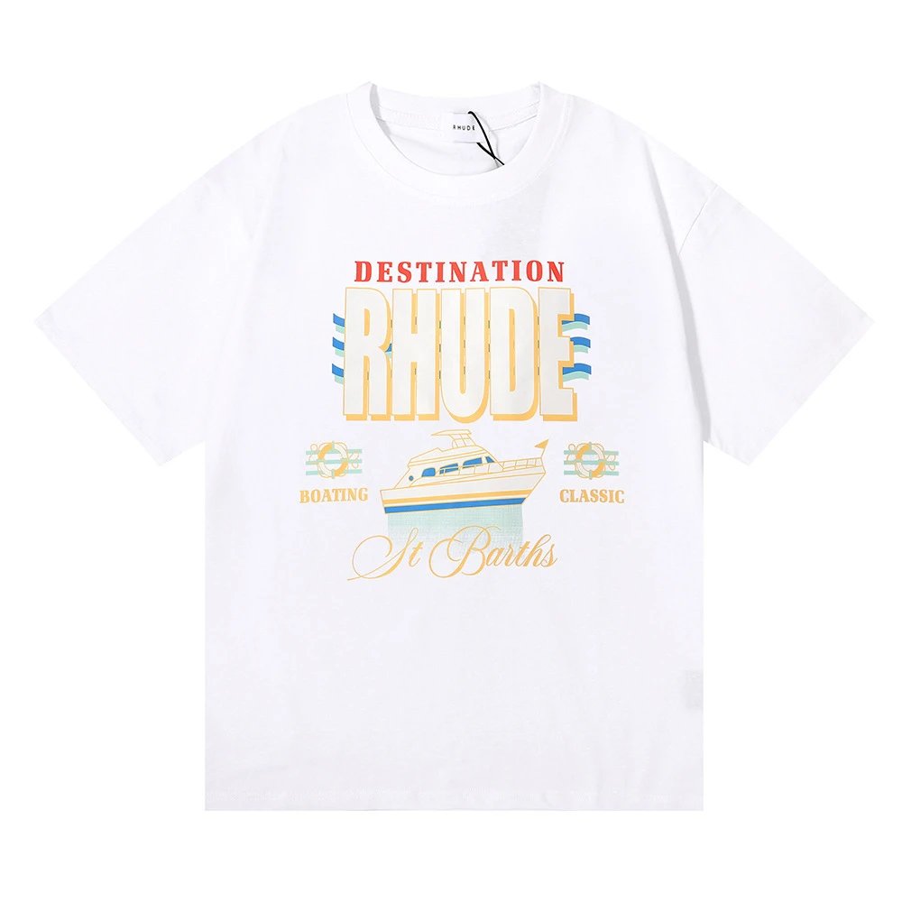 Rhude T-Shirts Graphic Print — 5061 white
