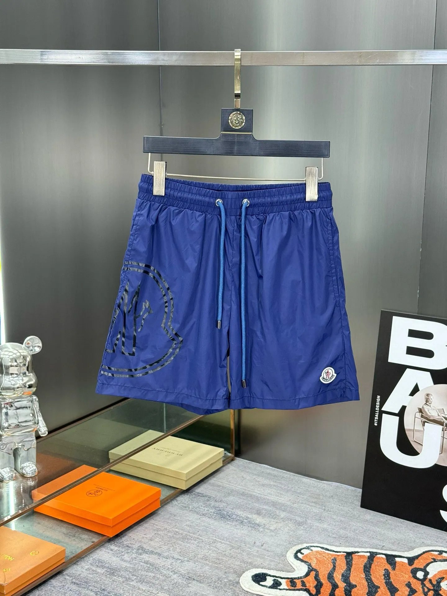 Moncler Shorts Drawstring logo-print — Navy Blue